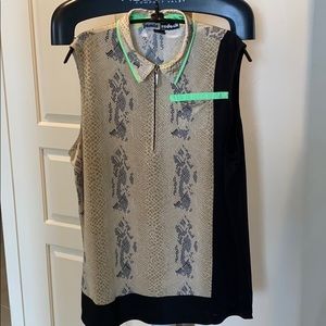 jamie sadock Sleeveless Snake Print Golf Polo with Neon Trim